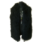 Tibetan Mongolian Lamb Fur Vest With Hood Black