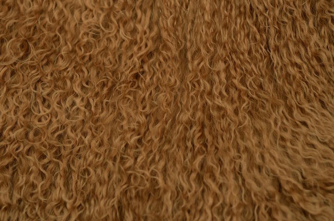 Tibetan Mongolian Lamb Fur Throw 2' x 4' — Camel