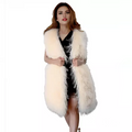 36" Tibetan Mongolian Lamb Fur Vest — Beige