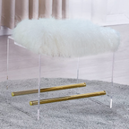 Fur Ottoman With Lucite/Acrylic Base