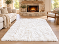 White Handcrafted Alpaca Fur Rug - 4' × 6'