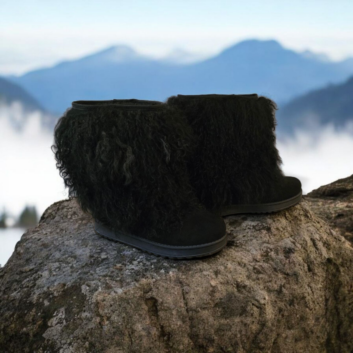Mongolian Lamb Fur Sheepskin Boots Mid Calf