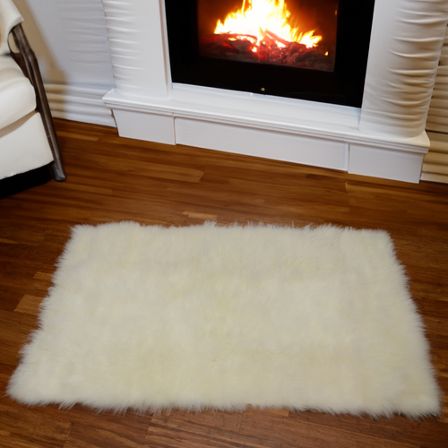 Cashmere Goat Fur Rug Natural White