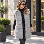 Grey Mongolian/Tibetan Lamb Fur Vest - 31"