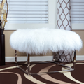 Tibetan Mongolian Fur Chrome Accent Square Ottoman