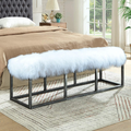 Mongolian Fur Bench, Hand-Painted Metal Base