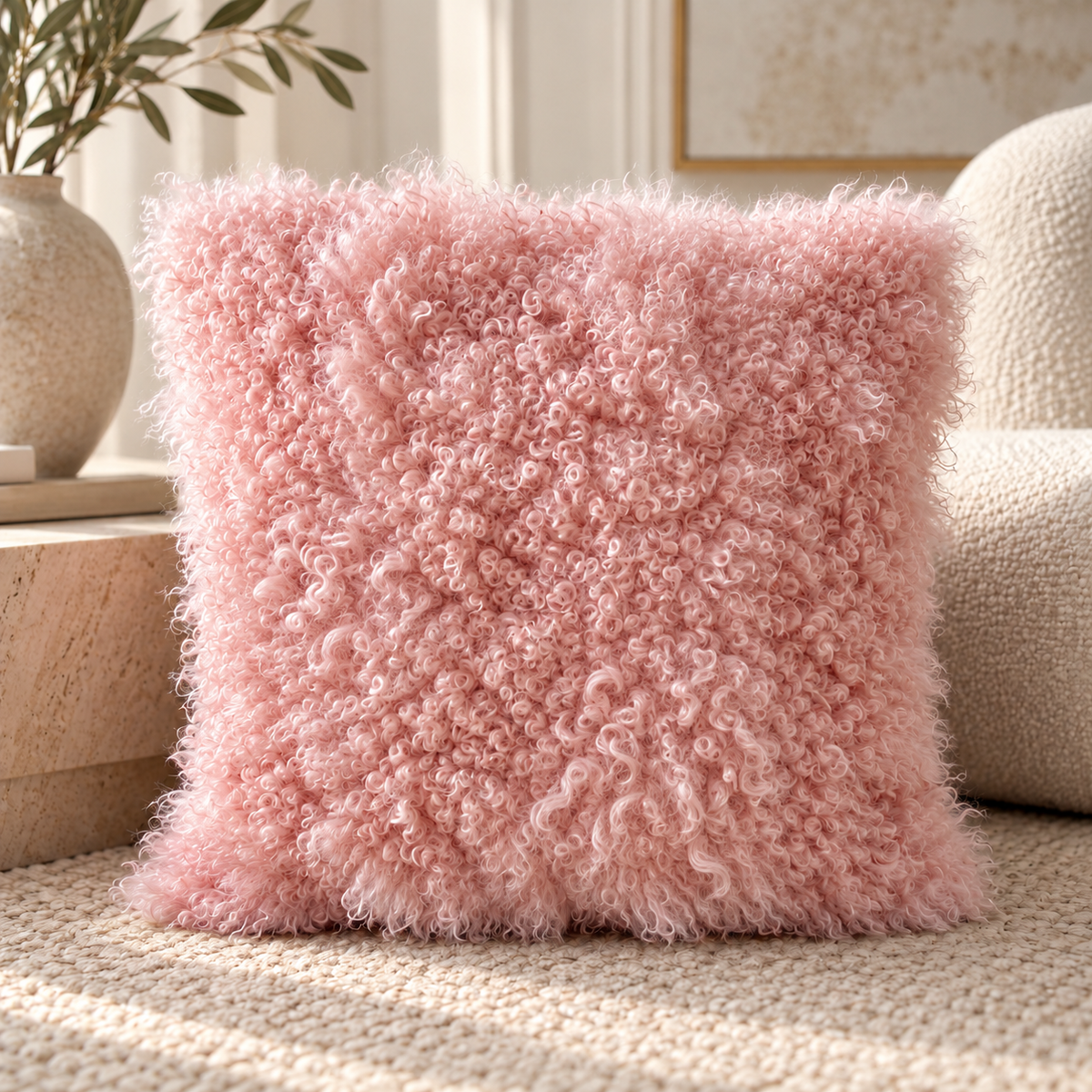 Kalgan Lamb Fur Pillow – 20″ × 20″ – Double-Sided