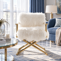 Mongolian/Tibetan Lamb Fur Director’s Chair – Gold Frame