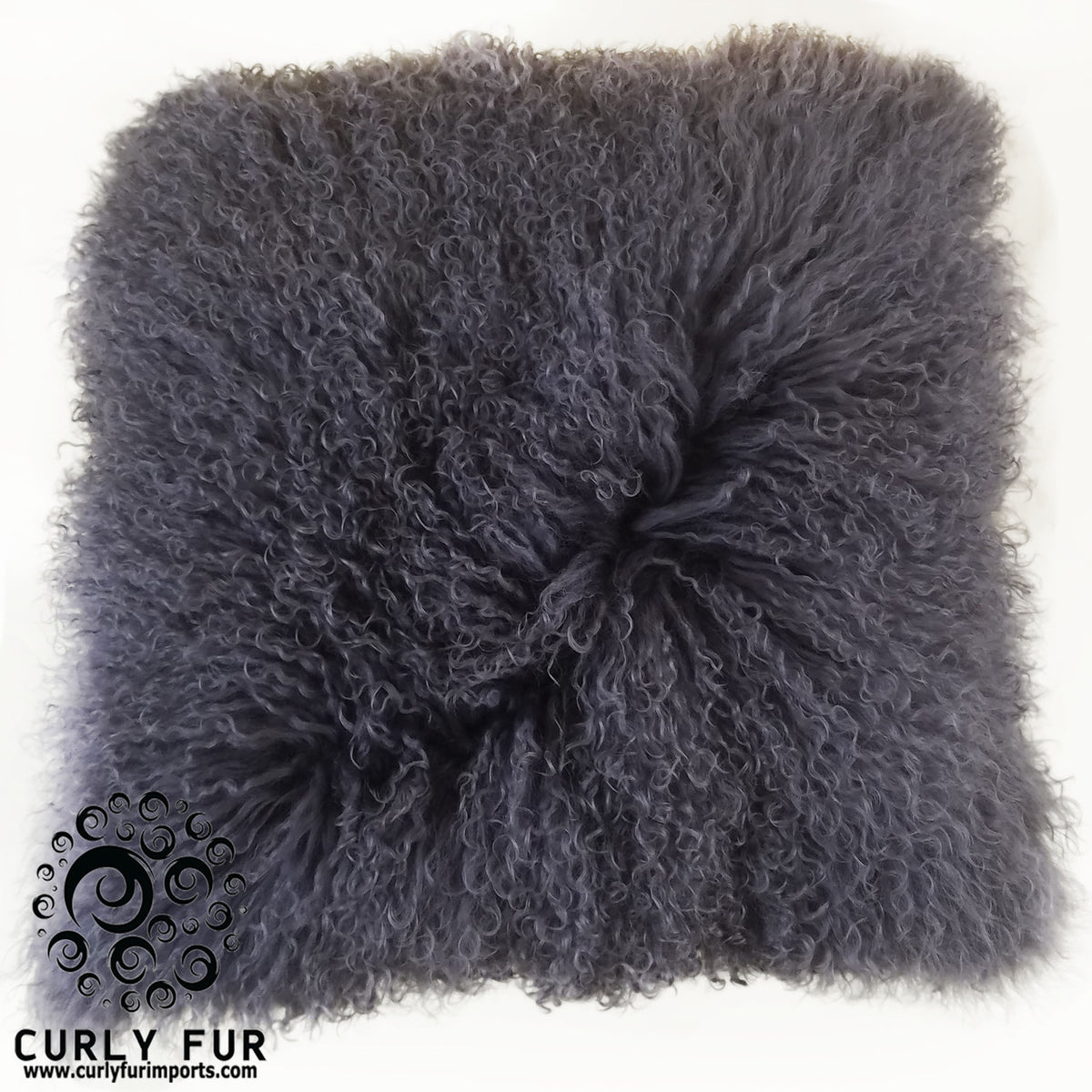 20" x 20" Tibetan Mongolian Lamb Fur Pillow Single Sided — Minimal Gray