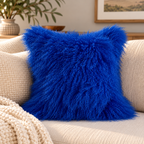 Mongolian/Tibetan Lamb Fur Pillow – 22″ × 22″ – Double-Sided
