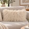 Mongolian/Tibetan Lamb Fur Pillow – 12″ × 20″ – Double-Sided