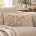 Mongolian/Tibetan Lamb Fur Pillow – 9″ × 17″ – Double-Sided