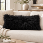 Mongolian/Tibetan Lamb Fur Pillow – 14″ × 36″ – Double-Sided