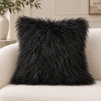 Mongolian/Tibetan Lamb Fur Pillow – 18″ × 18″ – Double-Sided