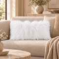 Mongolian/Tibetan Lamb Fur Pillow – 12″ × 24″ – Double-Sided
