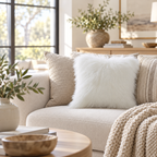 Mongolian/Tibetan Lamb Fur Pillow – 16″ × 16″ – Single-Sided