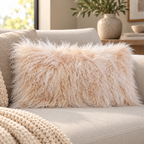 Mongolian/Tibetan Lamb Fur Pillow – 12″ × 20″ – Double-Sided