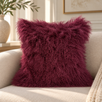 Mongolian/Tibetan Lamb Fur Pillow – 22″ × 22″ – Double-Sided