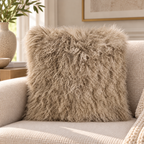 Mongolian/Tibetan Lamb Fur Pillow – 22″ × 22″ – Double-Sided