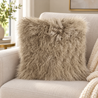 Mongolian/Tibetan Lamb Fur Pillow – 24″ × 24″ – Double-Sided