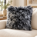 Mongolian/Tibetan Lamb Fur Pillow – 18″ × 18″ – Double-Sided