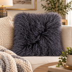 Mongolian/Tibetan Lamb Fur Pillow – 18″ × 18″ – Single-Sided
