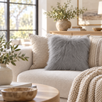 Mongolian/Tibetan Lamb Fur Pillow – 16″ × 16″ – Single-Sided