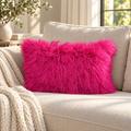 Mongolian/Tibetan Lamb Fur Pillow – 12″ × 20″ – Double-Sided