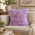 Mongolian/Tibetan Lamb Fur Pillow – 18″ × 18″ – Single-Sided