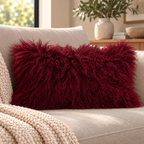 Mongolian/Tibetan Lamb Fur Pillow – 12″ × 20″ – Double-Sided