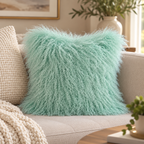 Mongolian/Tibetan Lamb Fur Pillow – 18″ × 18″ – Single-Sided