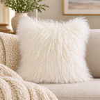 Mongolian/Tibetan Lamb Fur Pillow – 18″ × 18″ – Single-Sided