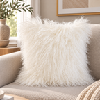 Mongolian/Tibetan Lamb Fur Pillow – 22″ × 22″ – Double-Sided