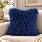 Mongolian/Tibetan Lamb Fur Pillow – 22″ × 22″ – Double-Sided
