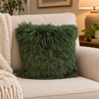 Mongolian/Tibetan Lamb Fur Pillow – 22″ × 22″ – Double-Sided
