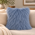 Mongolian/Tibetan Lamb Fur Pillow – 22″ × 22″ – Double-Sided
