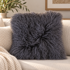 Mongolian/Tibetan Lamb Fur Pillow – 22″ × 22″ – Double-Sided