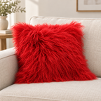 Mongolian/Tibetan Lamb Fur Pillow – 18″ × 18″ – Single-Sided