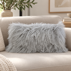 Mongolian/Tibetan Lamb Fur Pillow – 12″ × 20″ – Double-Sided