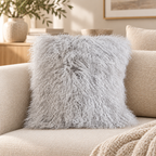 Mongolian/Tibetan Lamb Fur Pillow – 22″ × 22″ – Double-Sided