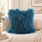 Mongolian/Tibetan Lamb Fur Pillow – 18″ × 18″ – Single-Sided