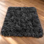 Charcoal Mongolian/Tibetan Lamb Fur Rug - 4' × 6'