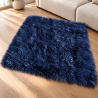 Navy Mongolian/Tibetan Lamb Fur Rug - 4' × 6'