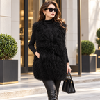 Black Mongolian/Tibetan Lamb Fur Vest - 31"