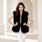 Black Mongolian/Tibetan Lamb Fur Vest - 27"
