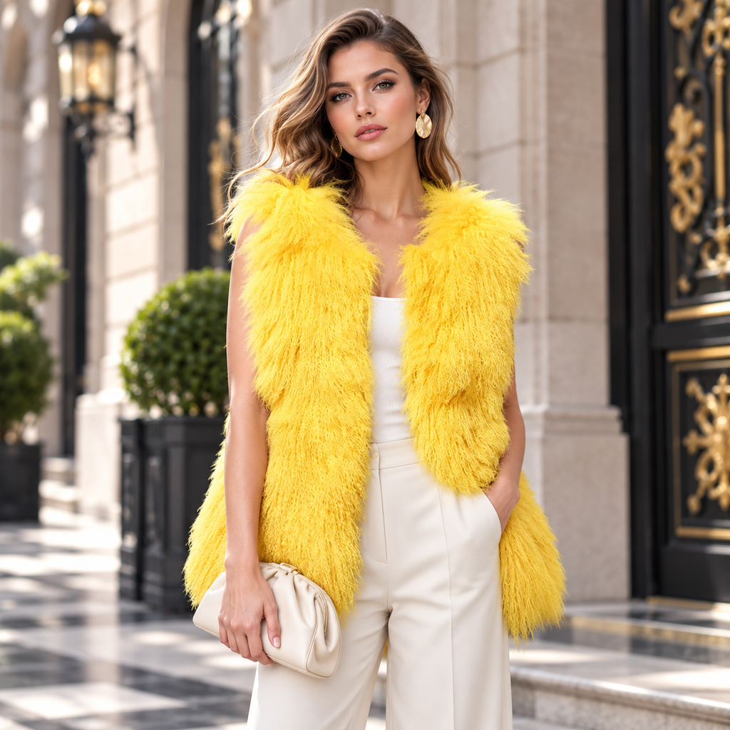 Mongolian/Tibetan Lamb Fur Vest - 27"