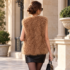 Dark beige Mongolian/Tibetan Lamb Fur Vest - 27"