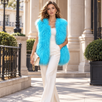 Turquoise Mongolian/Tibetan Lamb Fur Vest - 27"