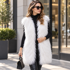 White Mongolian/Tibetan Lamb Fur Vest - 31"
