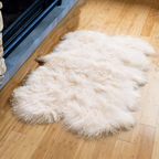 Tibetan Mongolian Lamb Fur 4 pelt Rug — Natural White